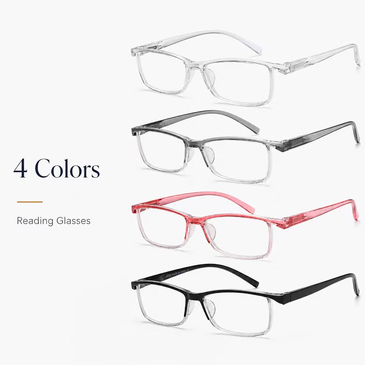 EYEURL 4-Pack Half Frame Blue Light Reading Glasses for Men Rectangle Semi Rimless Readers for Women Spring Hinge Eyeglasses