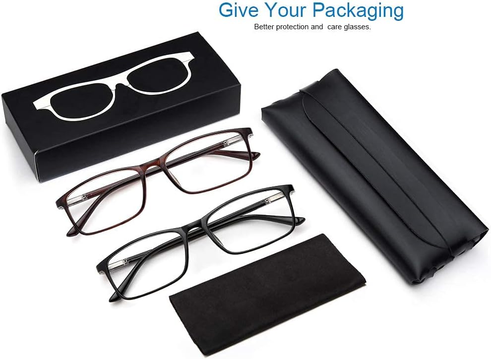 Reading Glasses for Men and Women, Blue Light Blocking Readers, Lightweight Rectangular Frame, Spring Hinge, Clear Vision, Stylish Eyeglasses,0.5