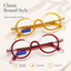 Retro Round Reading Glasses for Men and Women, Stylish Color Frame Design, Blue Light Blocking, Spring Hinges, Anti Eye Strain Computer Readers
