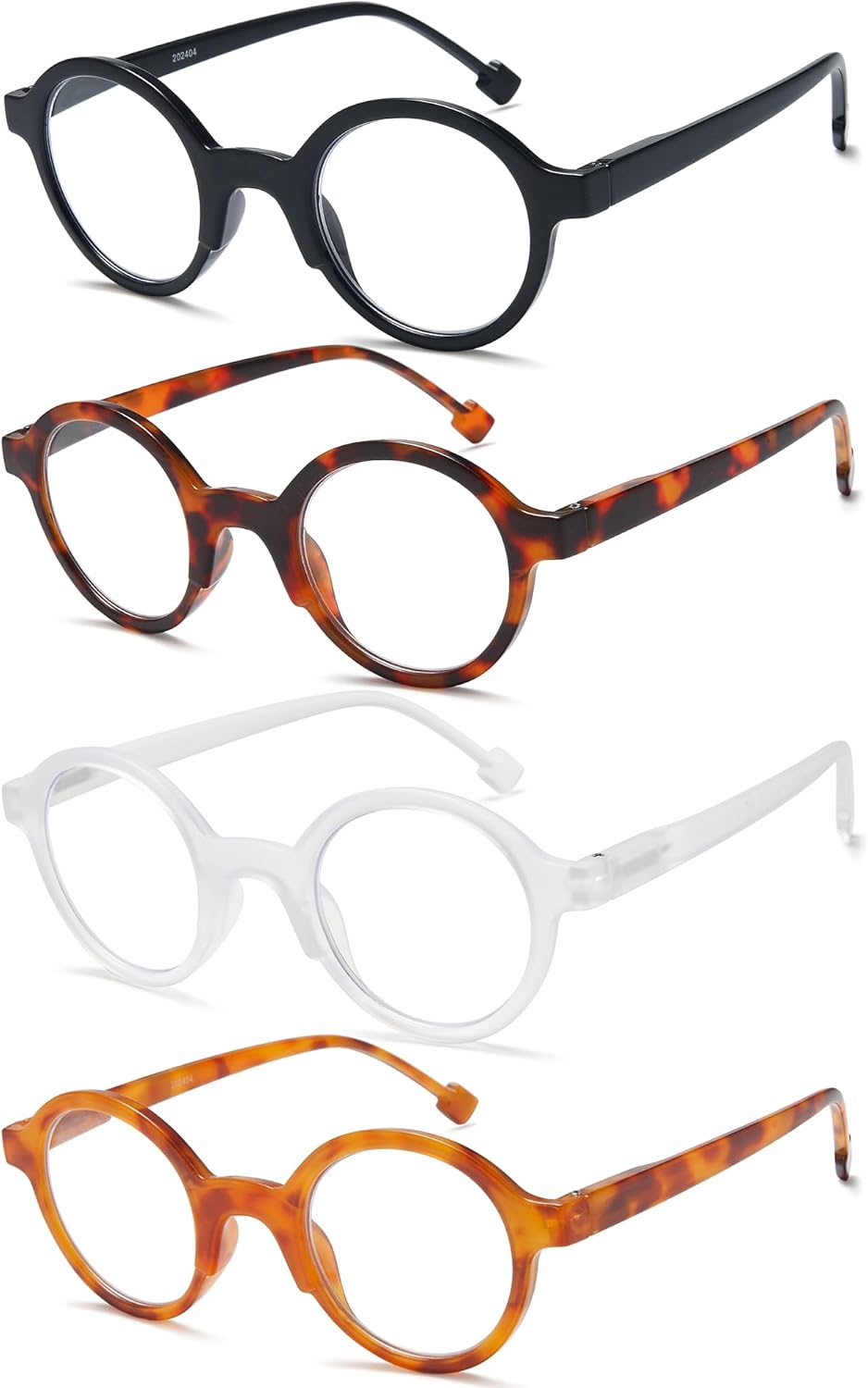Retro Round Reading Glasses for Men/Women, Lightweight Vintage Readers with Spring Hinges