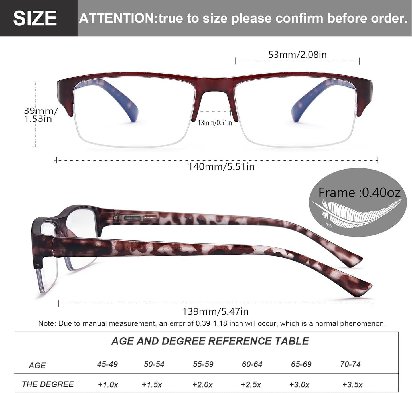 EYEURL 4-Pack Half Frame Reading Glasses for Women Blue Light Blocking Computer Readers for Men Lightweight Rectangle Semi Rimless Computer Glare/UV Half Frame Spring Hinge Eyeglasses,1.5