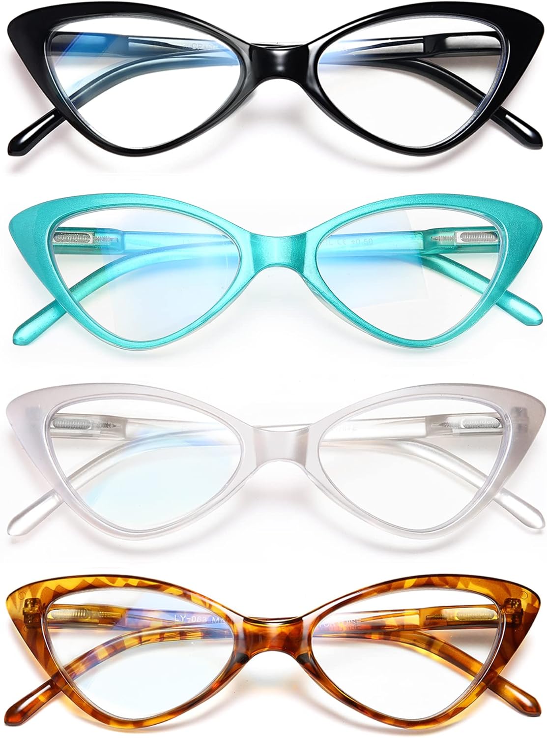 EYEURL 4-Pack Cat Eye Reading Glasses for Women - Blue Light Blocking Computer Readers, Anti-Glare UV Ray Filter Eyeglasses, Fashionable & Comfortable