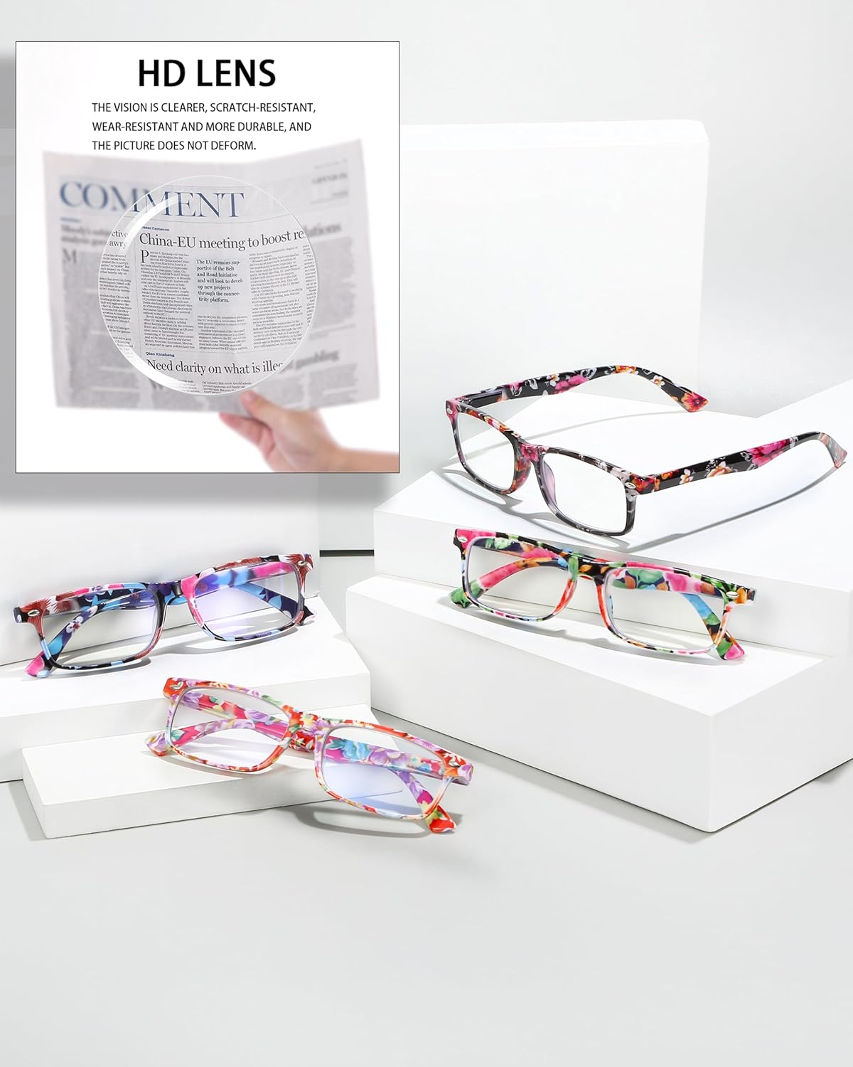 Stylish Reading Glasses for Women, Blue Light Blocking Readers, Ladies Eyeglasses, Fashion Computer Eye Glasses, Cheaters