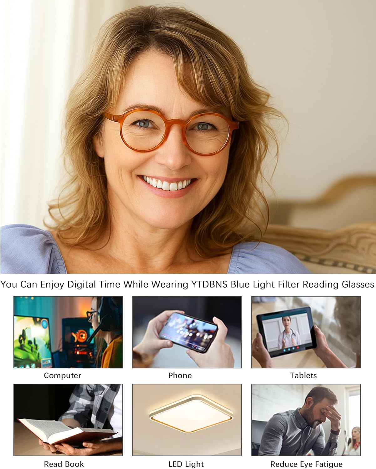 Retro Round Reading Glasses for Men/Women, Lightweight Vintage Readers with Spring Hinges