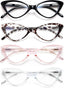 EYEURL 4-Pack Cat Eye Reading Glasses for Women – Blue Light Blocking Readers with Spring Hinges, Anti-Glare & UV Protection