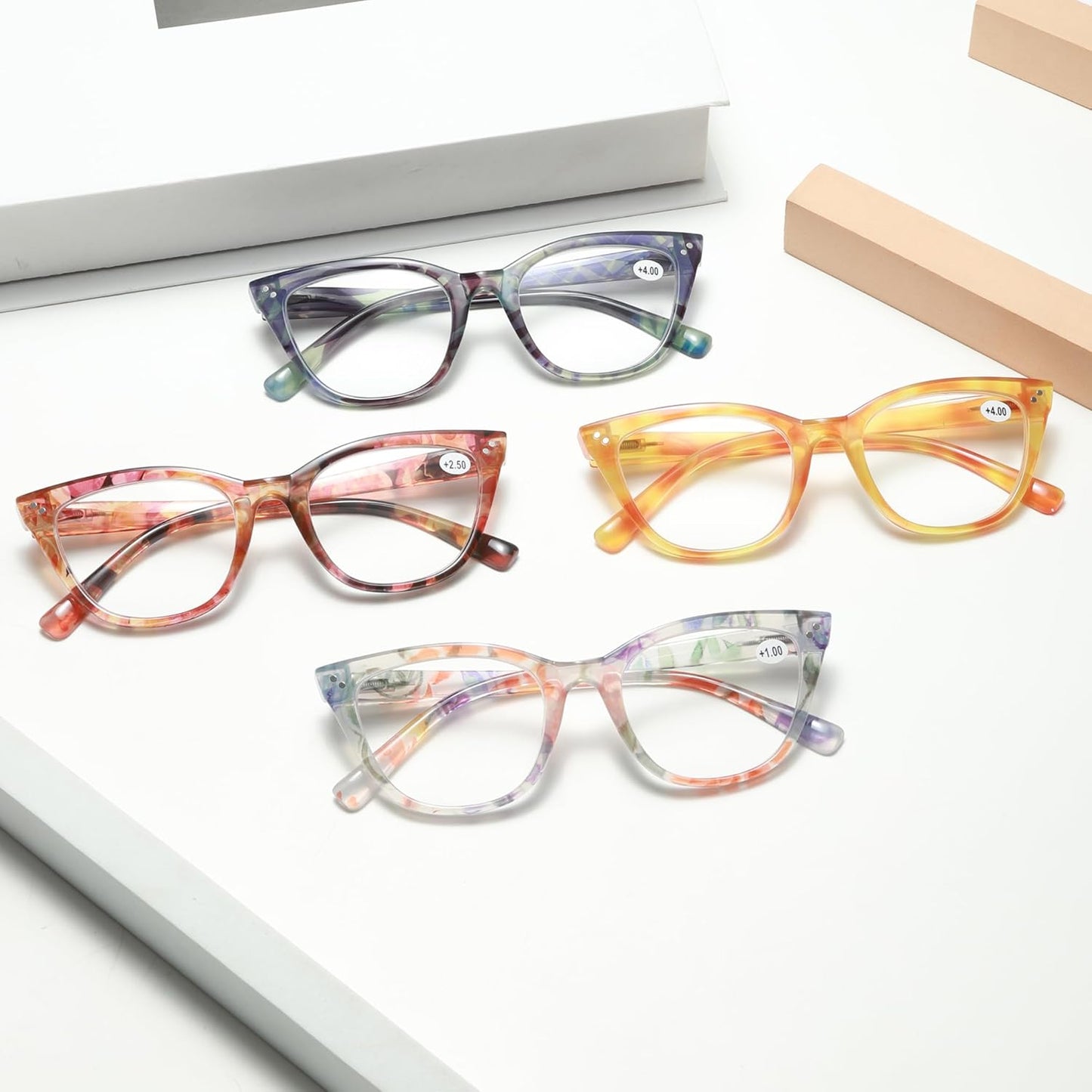 EYEURL Cat Eye Reading Glasses for Women Fashion Blue Light Blocking Glasses Colorful Computer Readers for Women