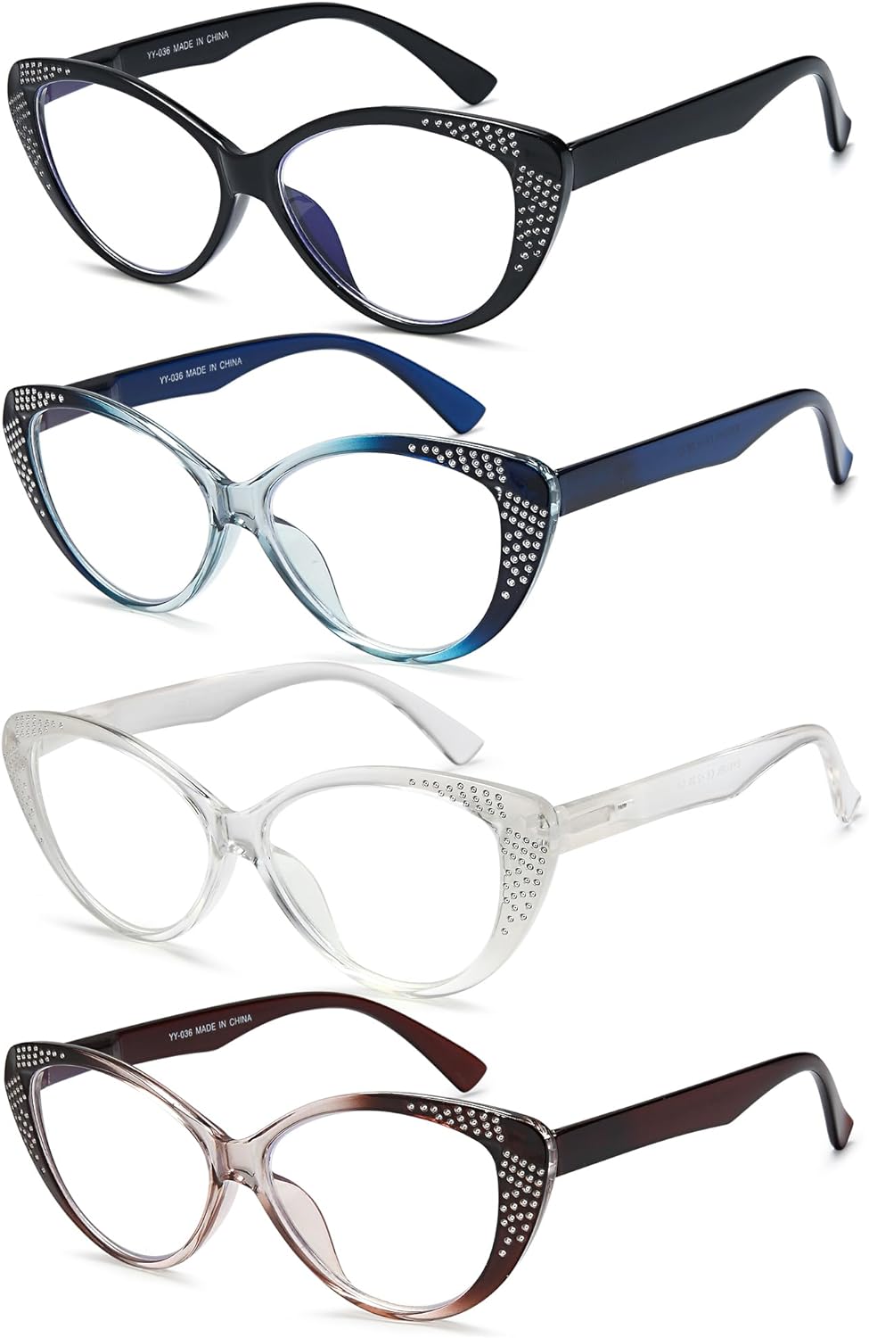 EYEURL Cat Eye Blue Light Blocking Reading Glasses for Women - Fashion Readers with Flexible Spring Hinges