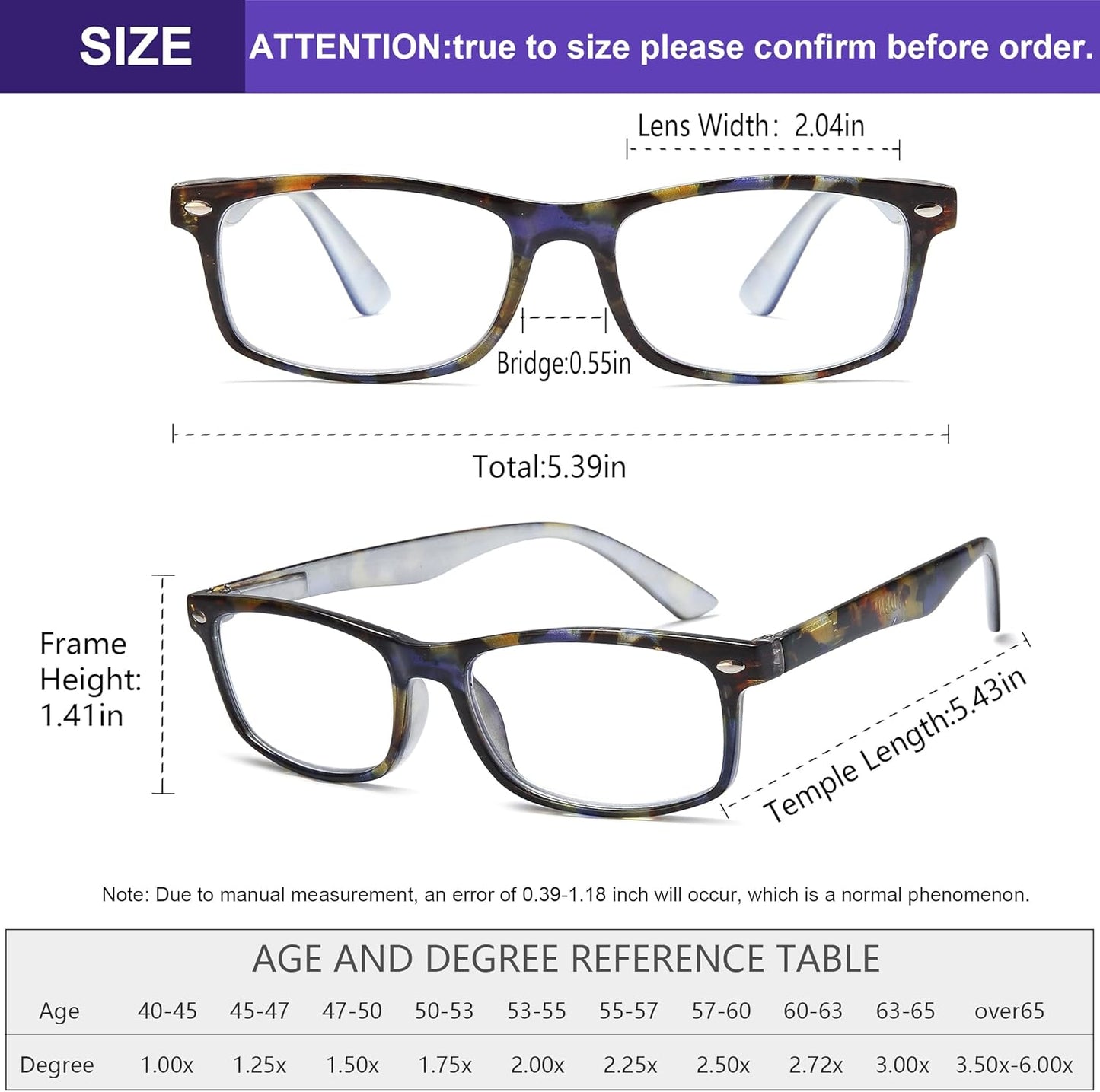 Reading Glasses for Women, 4 pack Fashion Readers for Women Men Spring Hinge Eye Glasses, Blue Light Reading Glasses