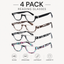 EYEURL Half Frame Reading Glasses for Women – 4 Pack Blue Light Blocking Computer Readers with Spring Hinges, Stylish Anti-UV Eyeglasses for Office and Daily Use