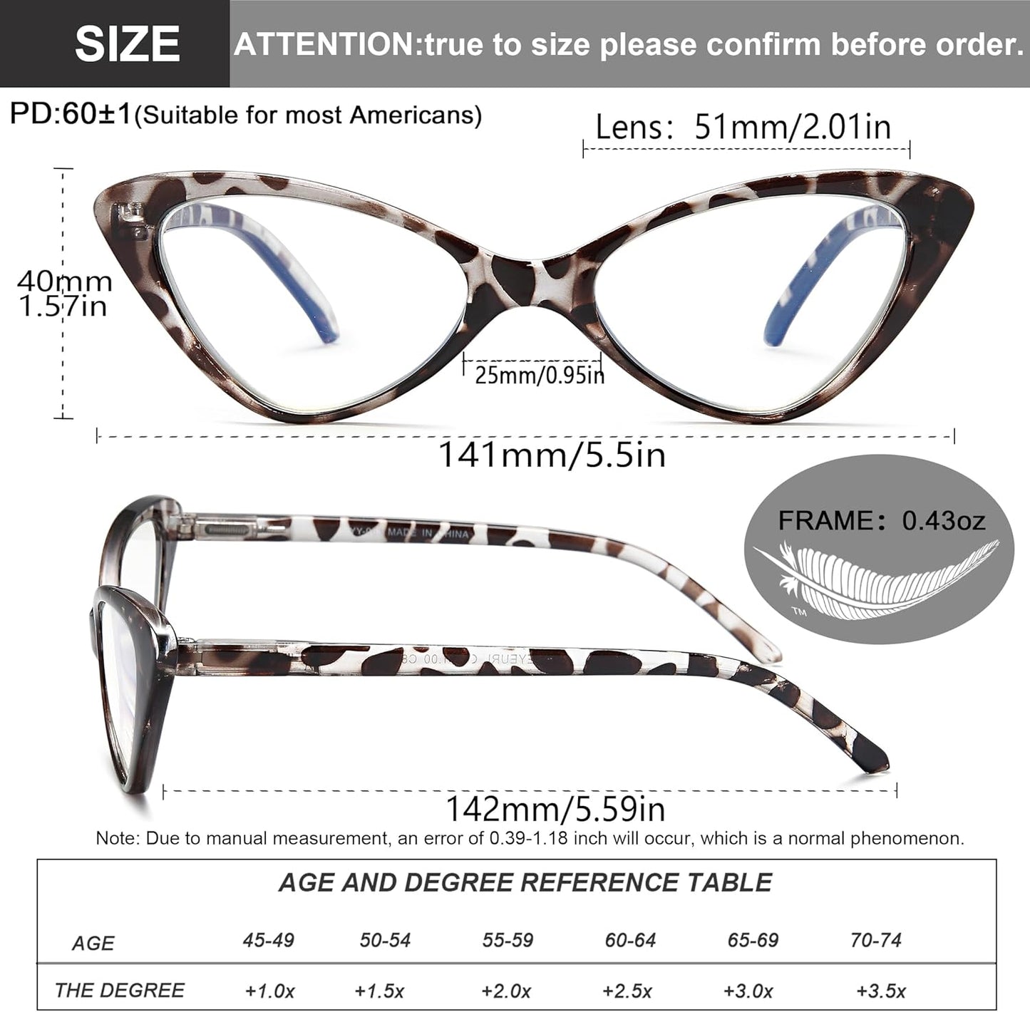 EYEURL 4-Pack Reading Glasses for Women, Fashion Cat Eye Blue Light Blocking Readers with Spring Hinges,1.50 Anti-Glare/UV Rays