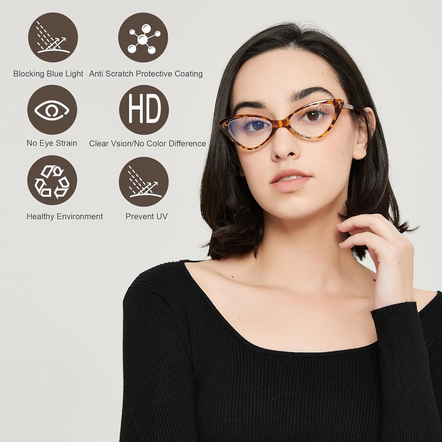 EYEURL 4-Pack Cat Eye Reading Glasses for Women - Blue Light Blocking Computer Readers, Anti-Glare UV Ray Filter Eyeglasses, Fashionable & Comfortable