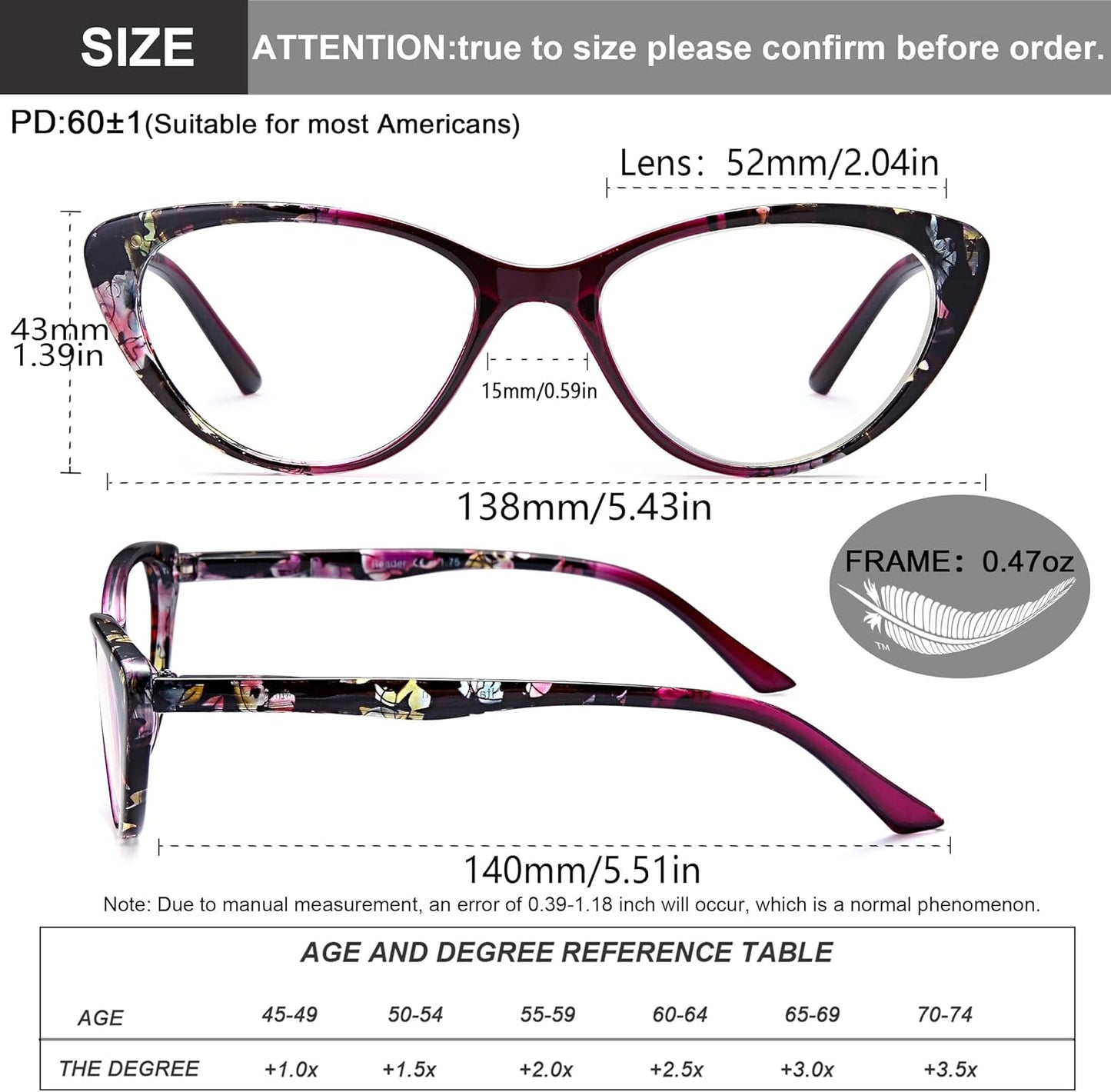 EYEURL Cat Eye Reading Glasses for Women - 2 Pack Blue Light Blocking Readers +1.75, Fashion Ladies Computer Eyeglasses with Spring Hinges