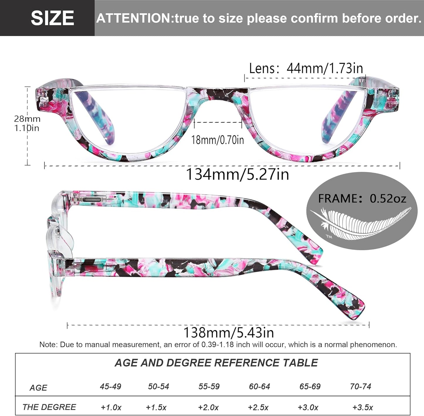 EYEURL Half Frame Reading Glasses women-4 Pack Blue Light Blocking Glasses Fashion Rimless Computer Readers for women/men