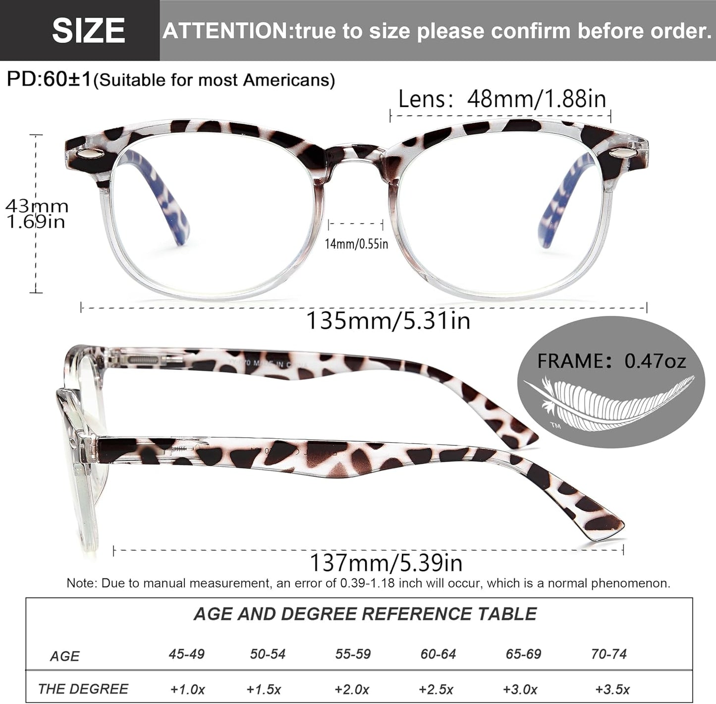 EYEURL 4 Pack Round Reading Glasses for Women and Men Blue Light Blocking Readers, Plastic Computer Glasses with Spring Hinges, 2.50 Eyeglasses Anti Glare&UV Rays, Black/Tortoise/Blue/Red Tortoise