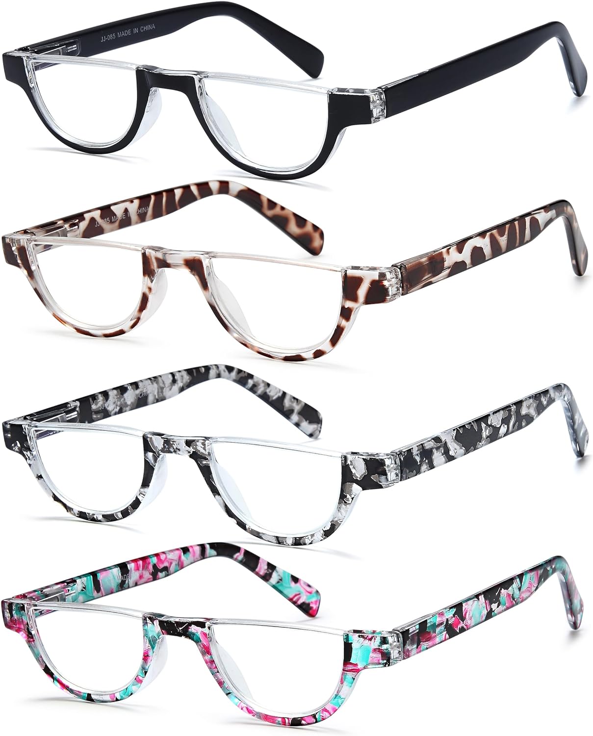 EYEURL Half Frame Reading Glasses women-4 Pack Blue Light Blocking Glasses Fashion Rimless Computer Readers for women/men