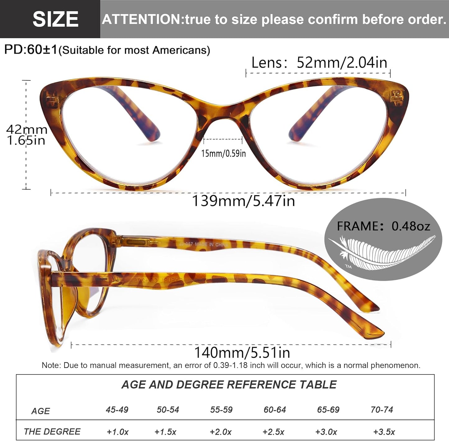 EYEURL 4-Pack Cat Eye Reading Glasses for Women - Blue Light Blocking, Anti-Glare, Fashionable Computer Readers, 2.5 Magnification
