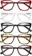EYEURL Readers for Women - 5 Pack Blue Light Blocking Reading Glasses Ladies +0.00 Fashion Square Frames Magnification with Spring Hinge