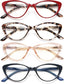 EYEURL 4-Pack Cat Eye Reading Glasses for Women - Blue Light Blocking, Anti-Glare, Fashionable Computer Readers, 2.5 Magnification