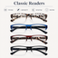EYEURL 4-Pack Half Frame Reading Glasses for Women Blue Light Blocking Computer Readers for Men Lightweight Rectangle Semi Rimless Computer Glare/UV Half Frame Spring Hinge Eyeglasses,1.5