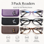 EYEURL Cat Eye Reading Glasses 3-Pack – Blue Light Blocking Computer Readers for Women, Rhinestone Frame Design, Anti UV & Anti Glare Eyeglasses
