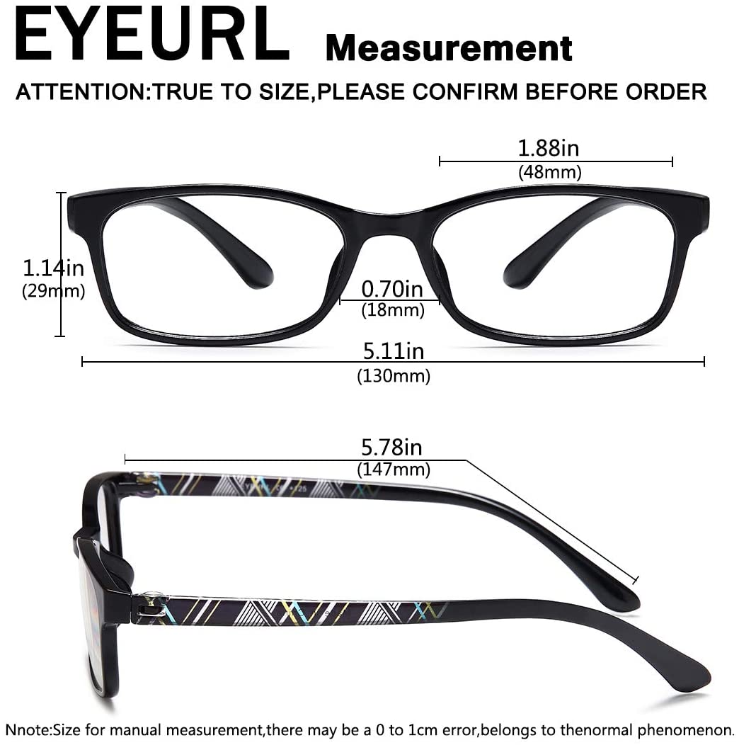 EYEURL Reading Glasses Womens Blue Light Blocking - 2 Pairs Ladies Computer Readers +1.25 Lightweight Colorful Eyeglass