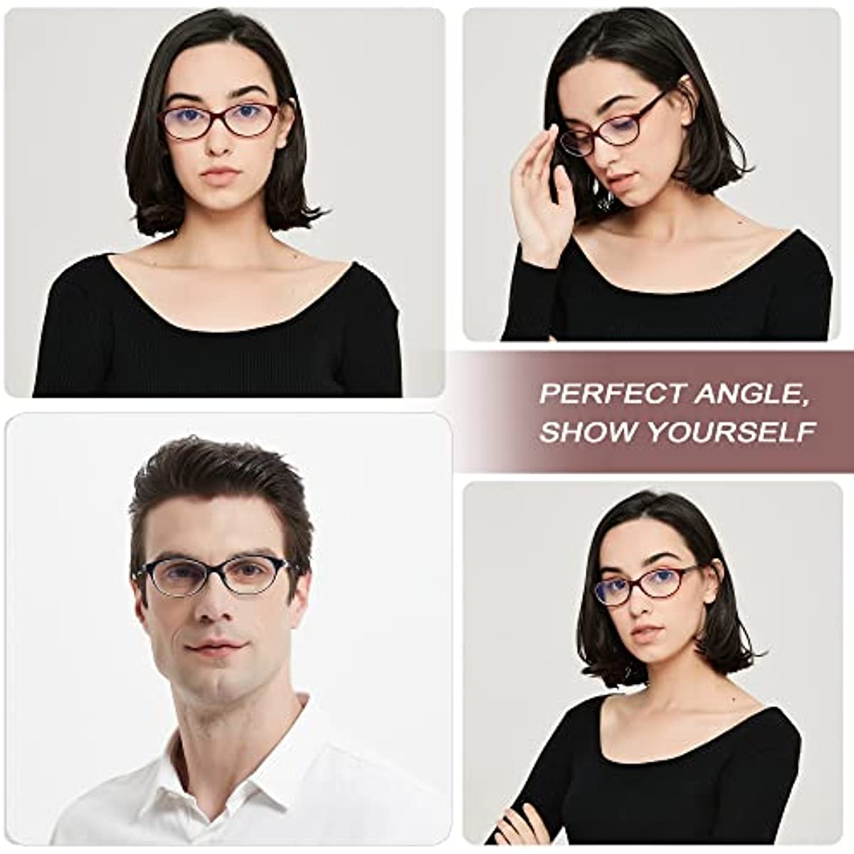 EYEURL Blue Light Blocking Reading Glasses for Women and Men, 4-Pack Computer Readers with Pouches