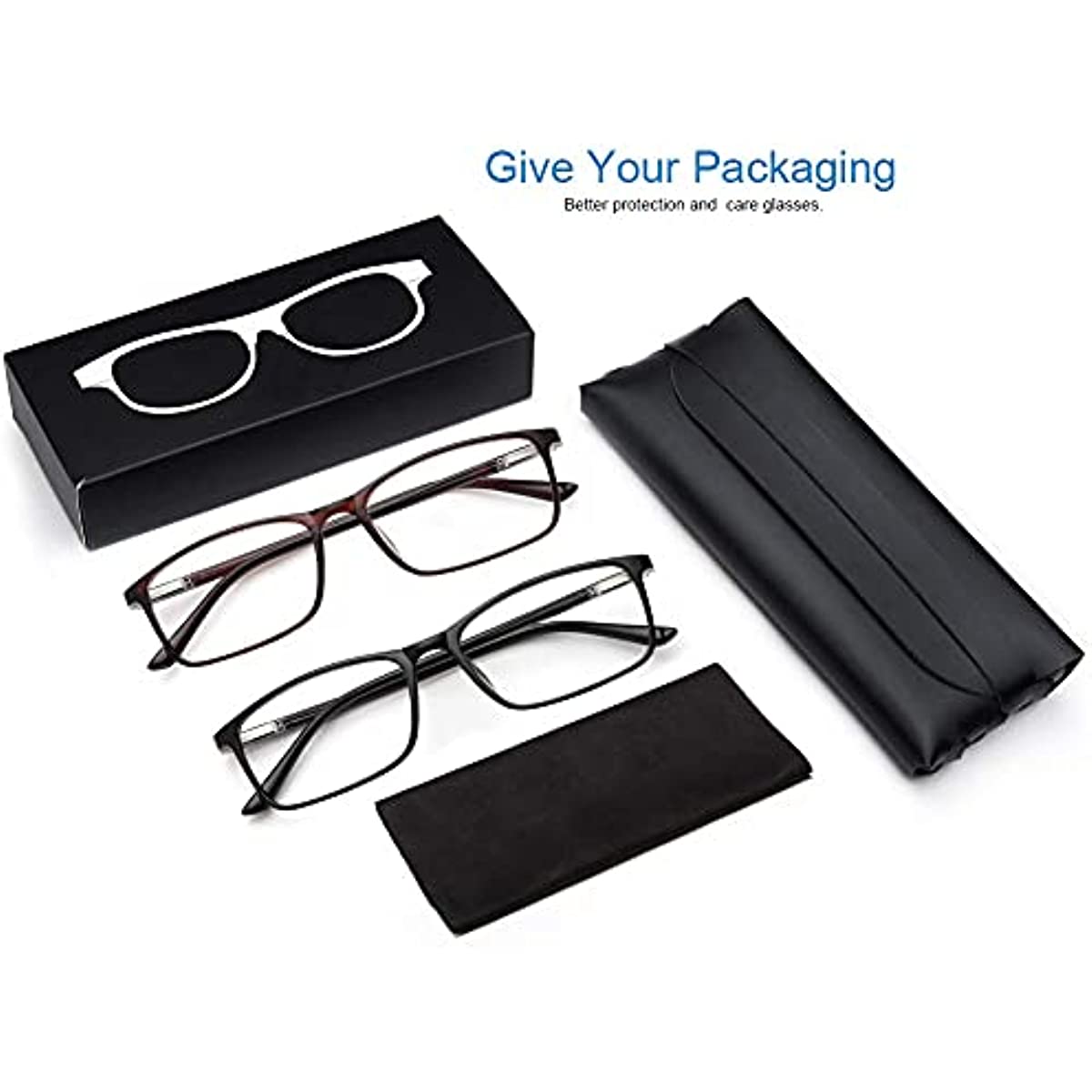 YTDBNS Blue Light Blocking Reading Glasses - 2 Pack Computer Readers for Men and Women, Spring Hinge, Black/Brown (Black and Brown, 1.25)