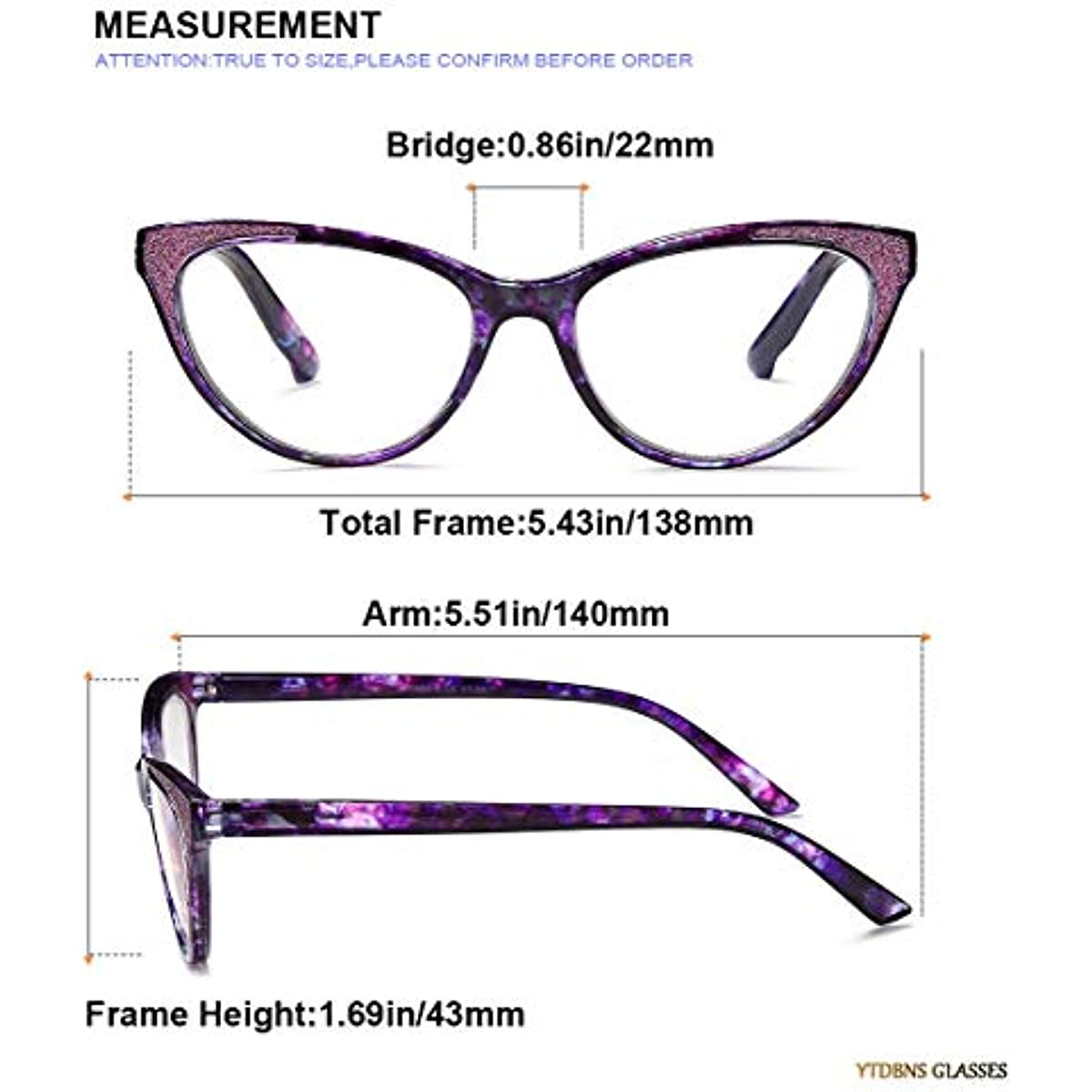YTDBNS Blue Light Blocking Reading Glasses - 2 Pack Computer Readers, Cat Eye Fashion, Spring Hinges, Ultra-Light Glasses to Reduce Eye Strain +1.25x