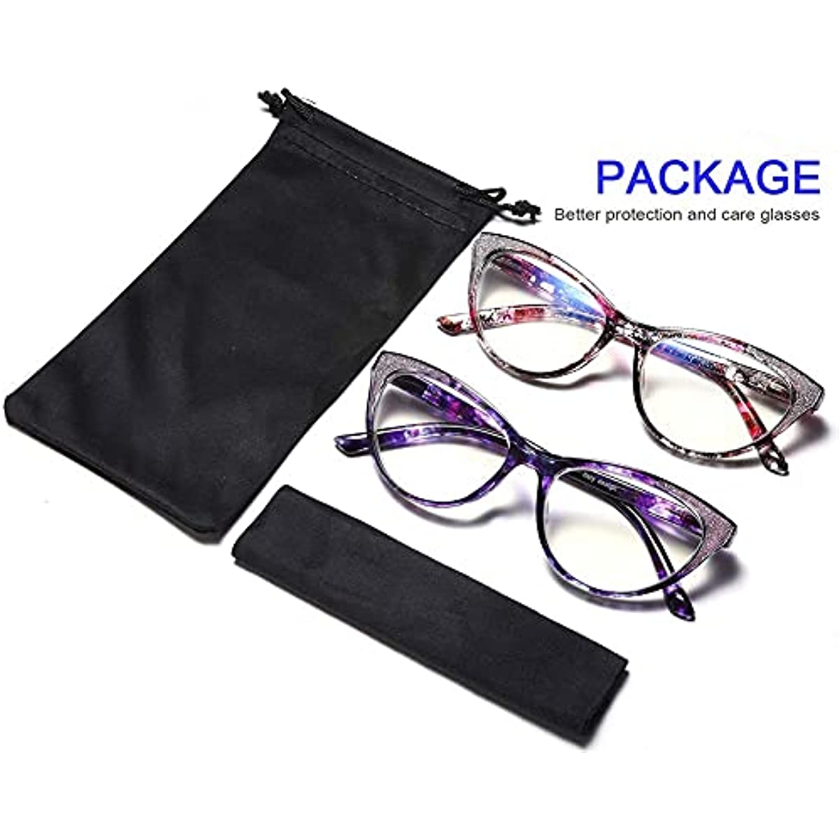 YTDBNS Blue Light Blocking Reading Glasses - 2 Pack Computer Readers, Cat Eye Fashion, Spring Hinges, Ultra-Light Glasses to Reduce Eye Strain +1.25x
