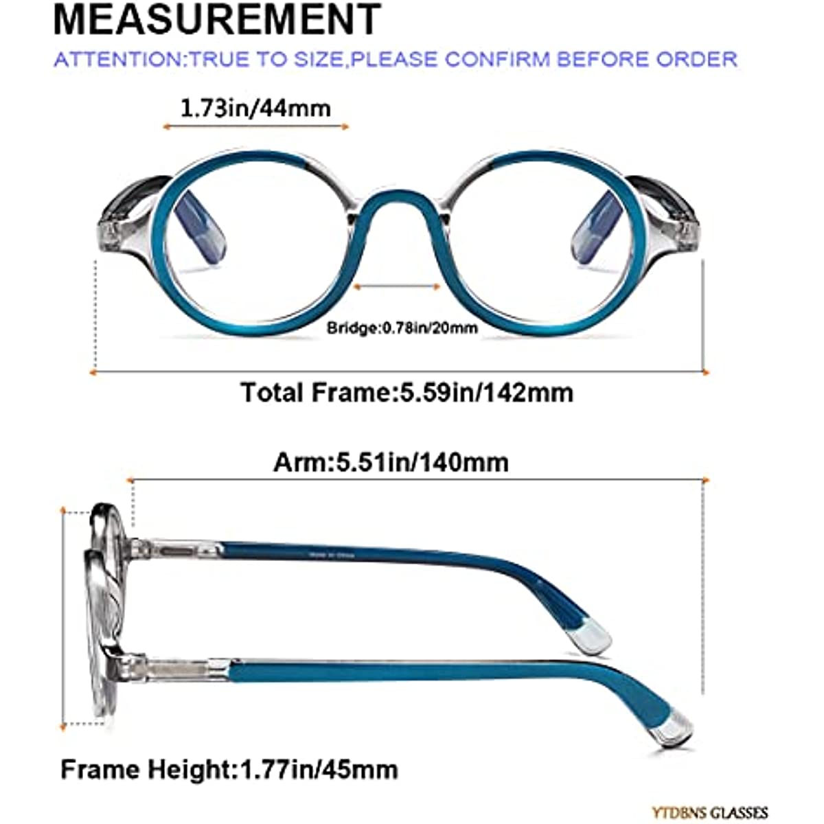 YTDBNS Reading Glasses for Men and Women - 2 Pack, Retro Round Blue Light Blocking Readers with Spring Hinges, 1.25x Computer Glasses