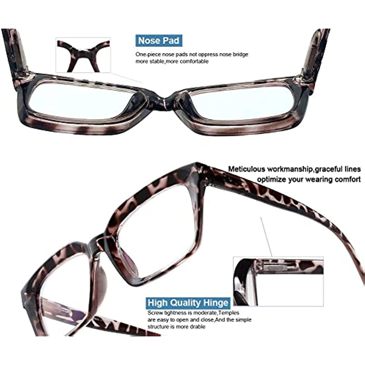 YTDBNS 2 Pack Oversized Retro Reading Glasses for Women, Oprah Style, Large Square Blue Light Blocking Readers for Men and Women, 1.25x