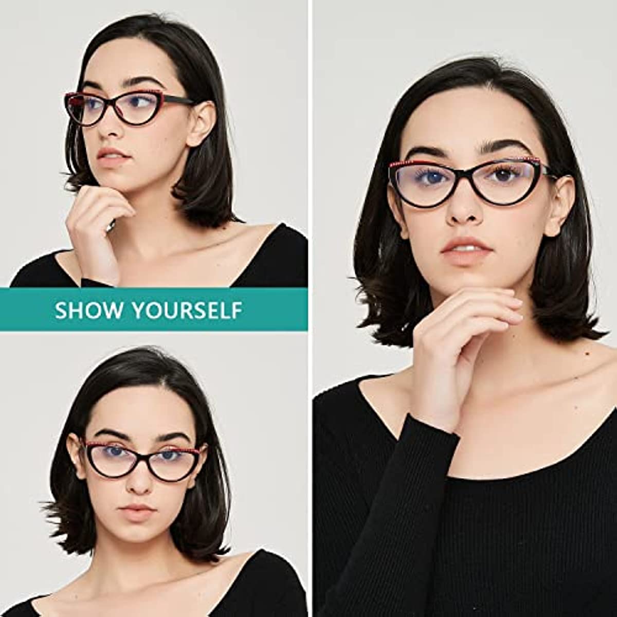 YTDBNS Blue Light Blocking Reading Glasses for Women - 3 Pack, Lightweight Cat Eye Readers with Spring Hinges, Fashion Designer Glasses, 1.5 Magnification