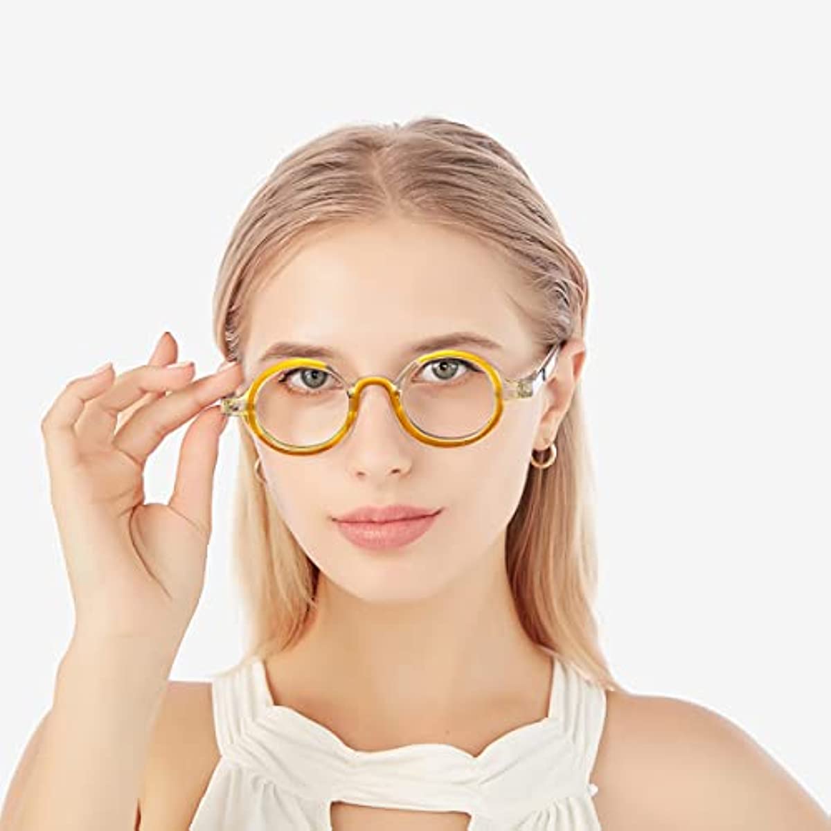 Blue Light Blocking Reading Glasses for Women and Men, 2-Pack Round Readers with Spring Hinges, 1.25x Magnification