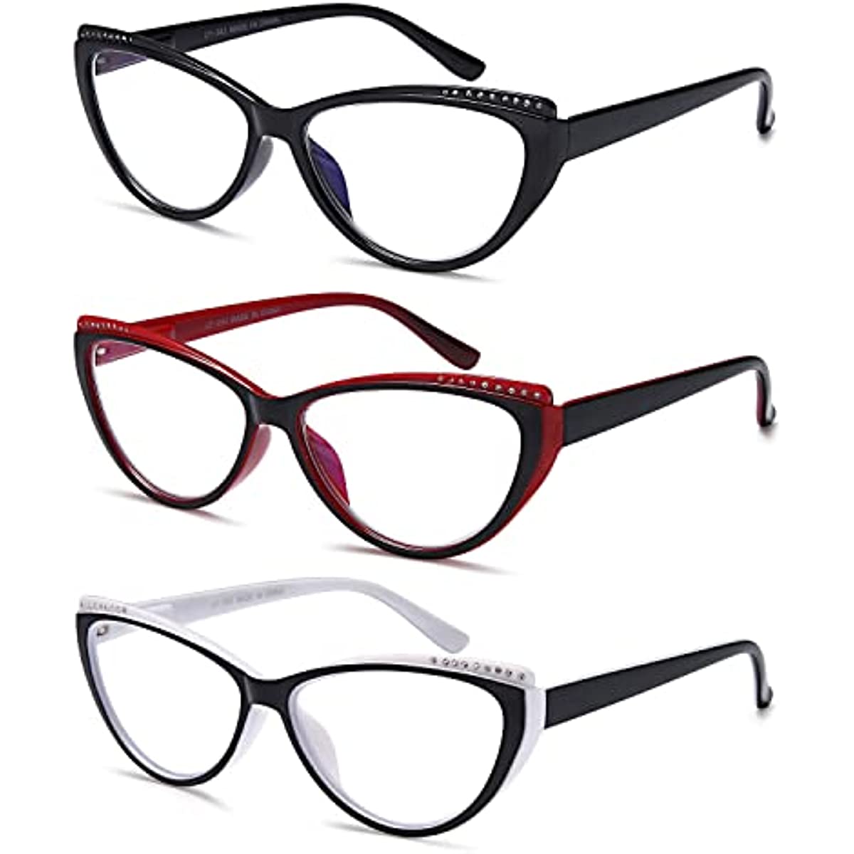 YTDBNS Blue Light Blocking Reading Glasses for Women - 3 Pack, Lightweight Cat Eye Readers with Spring Hinges, Fashion Designer Glasses, 1.5 Magnification