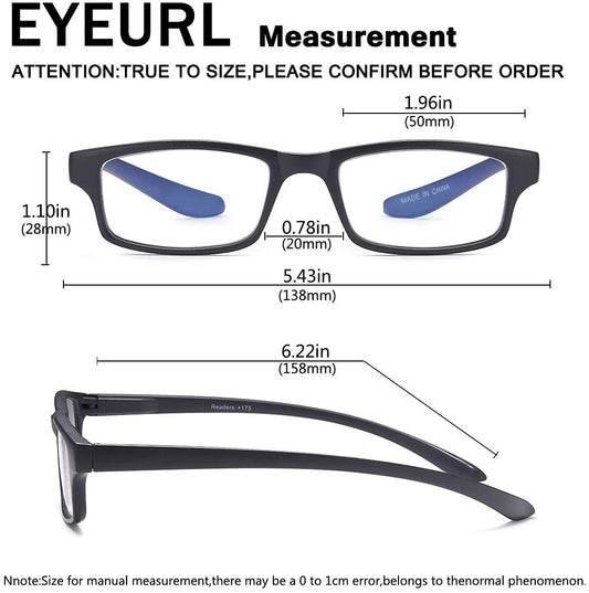 EYEURL Reading Glasses Neck Hanging 2 Pairs Blue Light Blocking Glasses for Men and Women 1.5xx