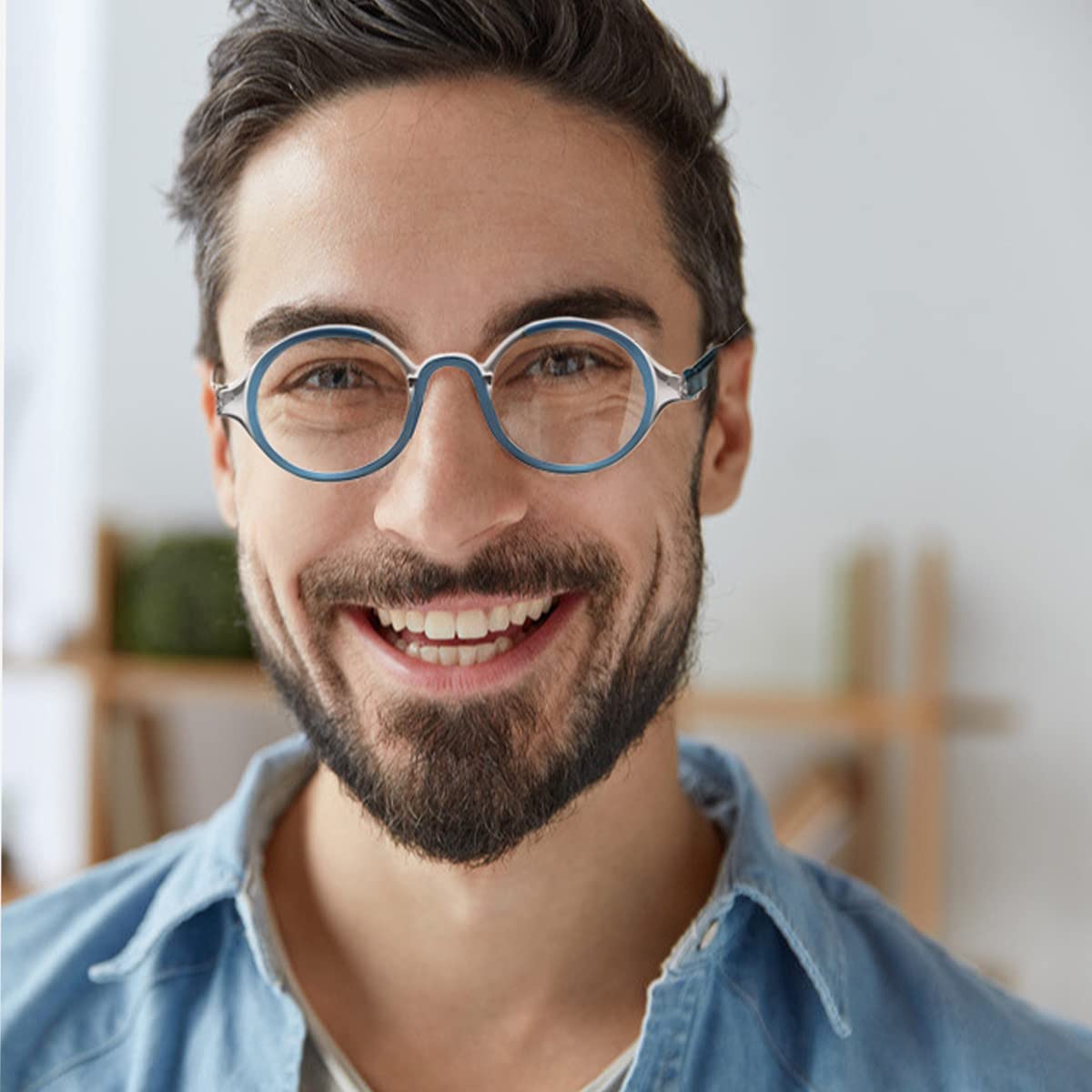 Blue Light Blocking Reading Glasses - 2 Pack Retro Round Computer Glasses with Spring Hinges, Ultra Lightweight, Double Color Frames for Eye Fatigue Relief