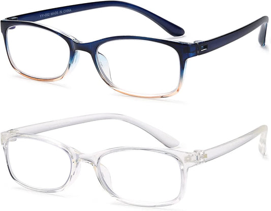 EYEURL 2 Pack Reading Glasses for Women Men, Blue Light Blocking Lightweight TR90 Readers Filter Glare/UV Rays/Eyestrain, 1.25