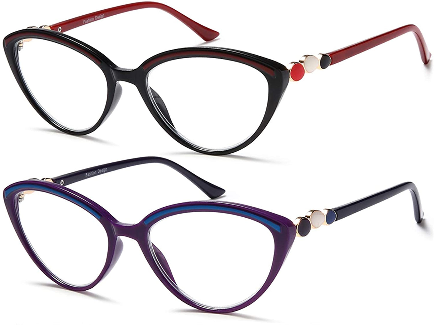 YTDBNS Reading Glasses Blue Light Blocking - 3 Pack Lightweight Readers Cat Eye Designer Eyeglasses for Women