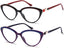 YTDBNS Reading Glasses Blue Light Blocking - 3 Pack Lightweight Readers Cat Eye Designer Eyeglasses for Women