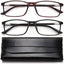 Reading Glasses Blue Light Blocking - 2 Pack Rectangle Frame Computer Readers Women Men Spring Hinge Arms Lightweight Comfortble