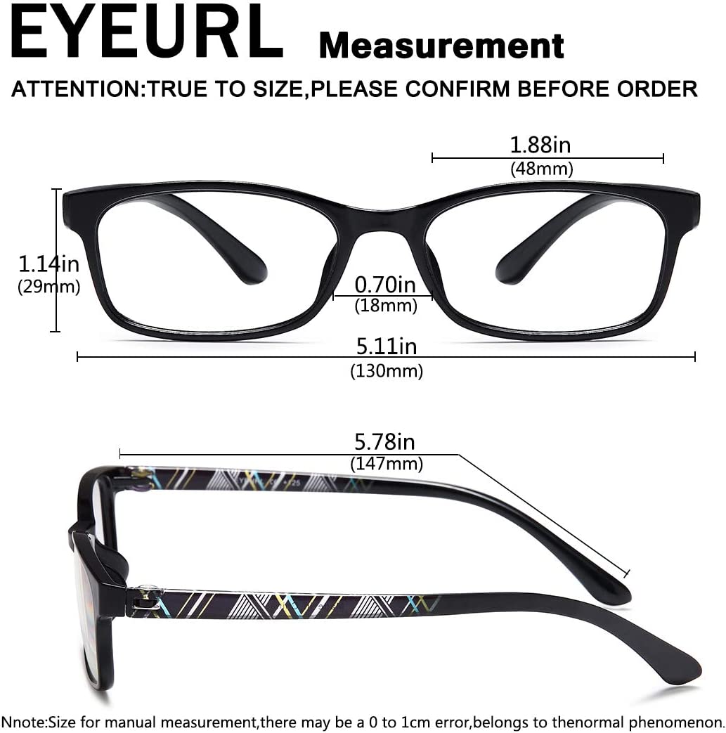 Women’s Blue Light Blocking Readers - 2 Pairs of TR90 Rectangular Computer Glasses, Anti-Blue Screen Nerd Eyewear