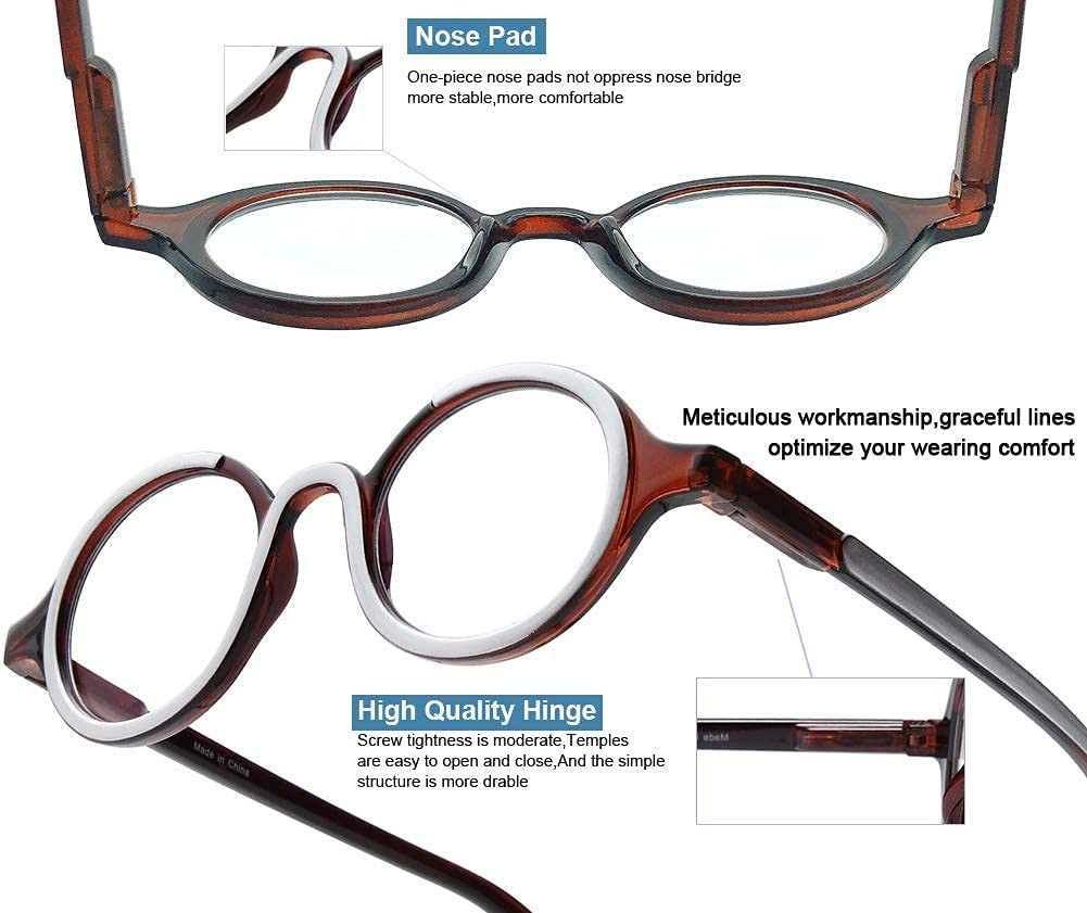 Blue Light Blocking Reading Glasses - 2 Pack Retro Round Computer Glasses with Spring Hinges, Ultra Lightweight, Double Color Frames for Eye Fatigue Relief