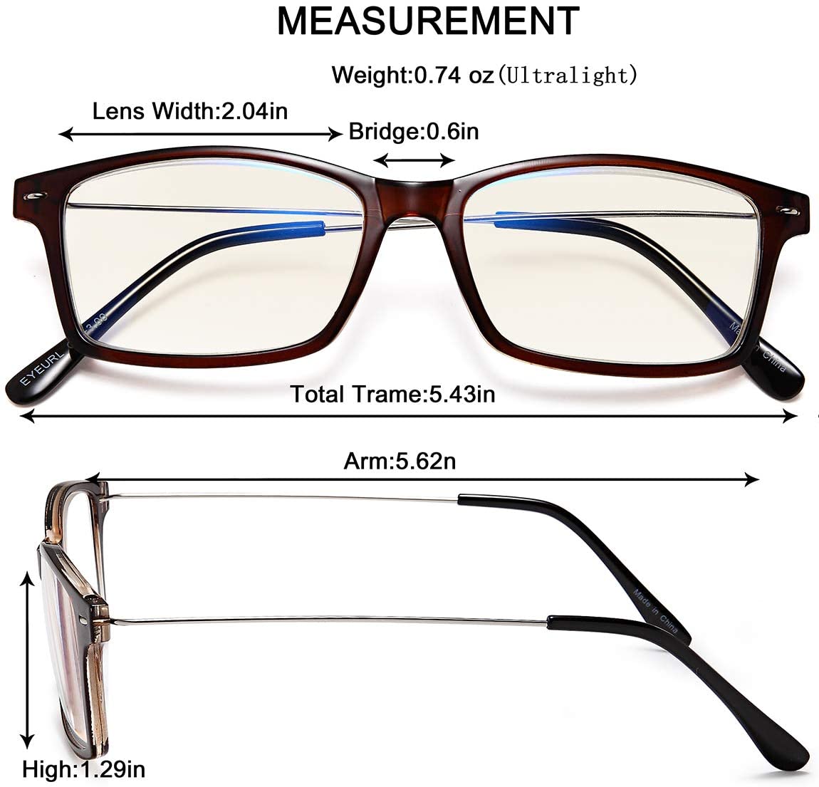 Blue Light Blocking Reading Glasses - EYEURL 2 Pairs Computer Readers for Men and Women +2.25 Choose Your Magnification Lightweight and Comfortable