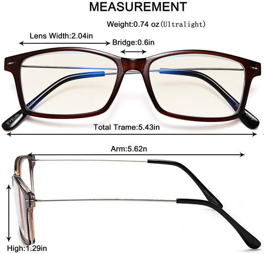 Blue Light Blocking Reading Glasses - EYEURL 2 Pairs Computer Readers for Men and Women +2.25 Choose Your Magnification Lightweight and Comfortable