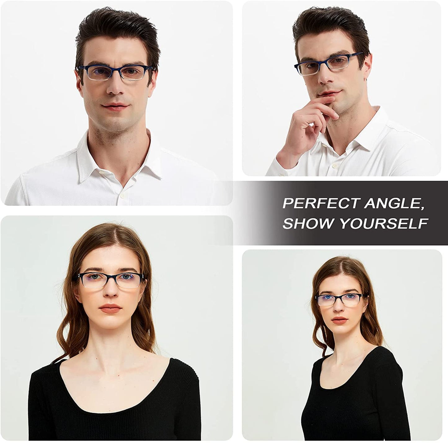 EYEURL 2 Pack Reading Glasses for Women Men, Blue Light Blocking Lightweight TR90 Readers Filter Glare/UV/Eyestrain