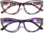 Reading Glasses Women Cateye 2 Pair Computer Blue Light Blocking Glasses Readers Ultra Lightweight Eyeglasses Reduce Eye Fatigue