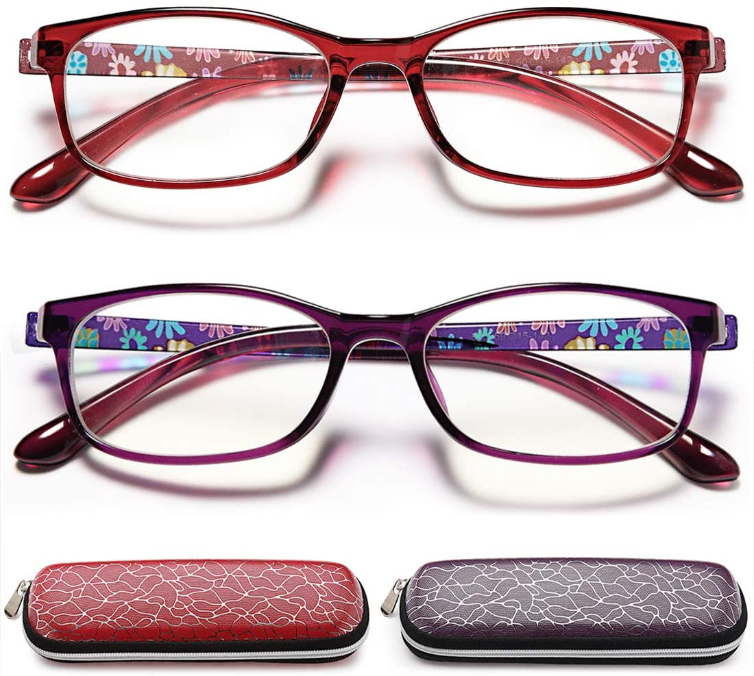 EYEURL Reading Glasses Womens Blue Light Blocking - 2 Pairs Ladies Computer Readers +1.25 Lightweight Colorful Eyeglass