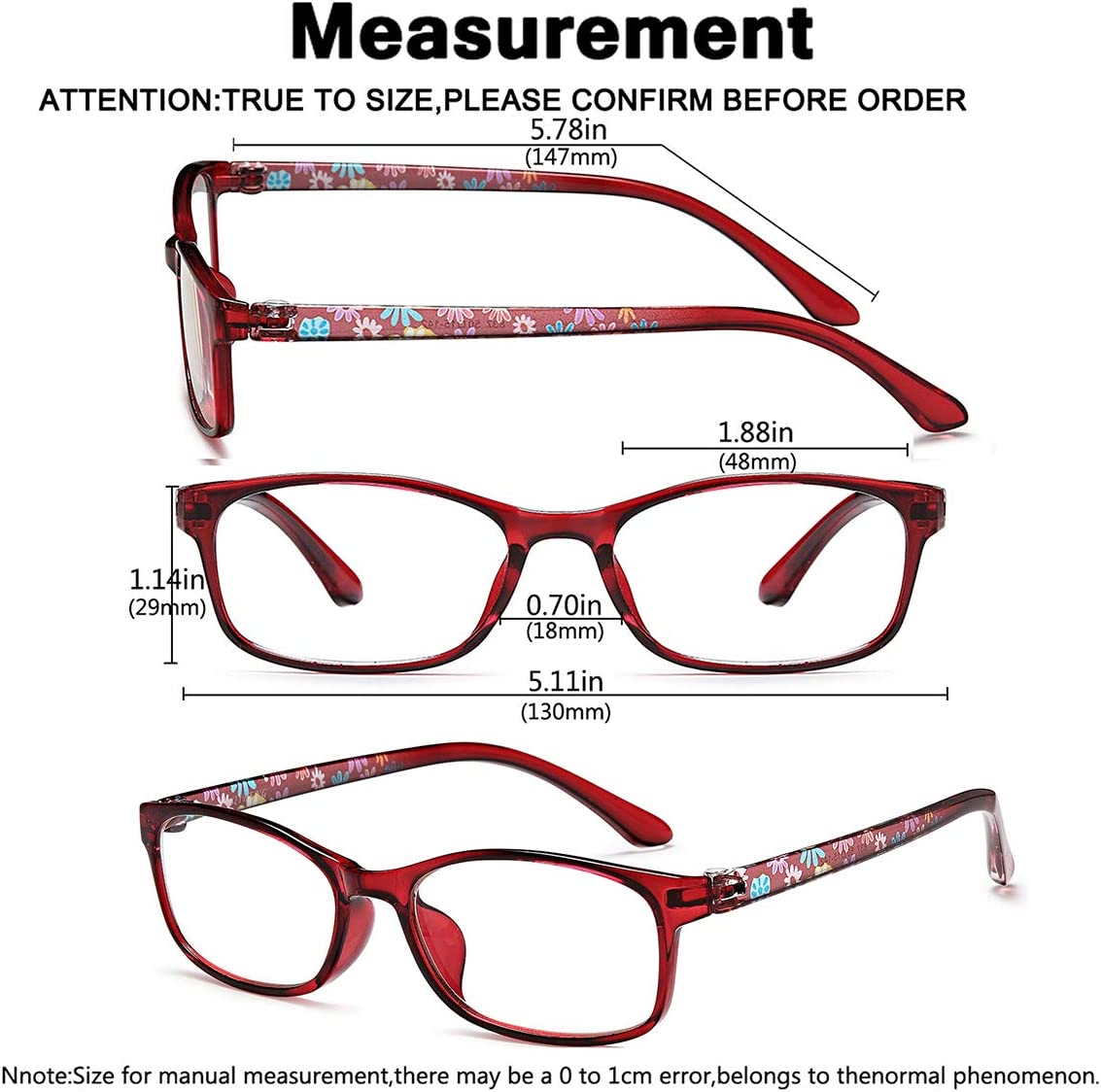 EYEURL Reading Glasses Womens Blue Light Blocking - 2 Pack Lightweight Computer Readers +1.0 Glare Blocking Ladies Eyeglass
