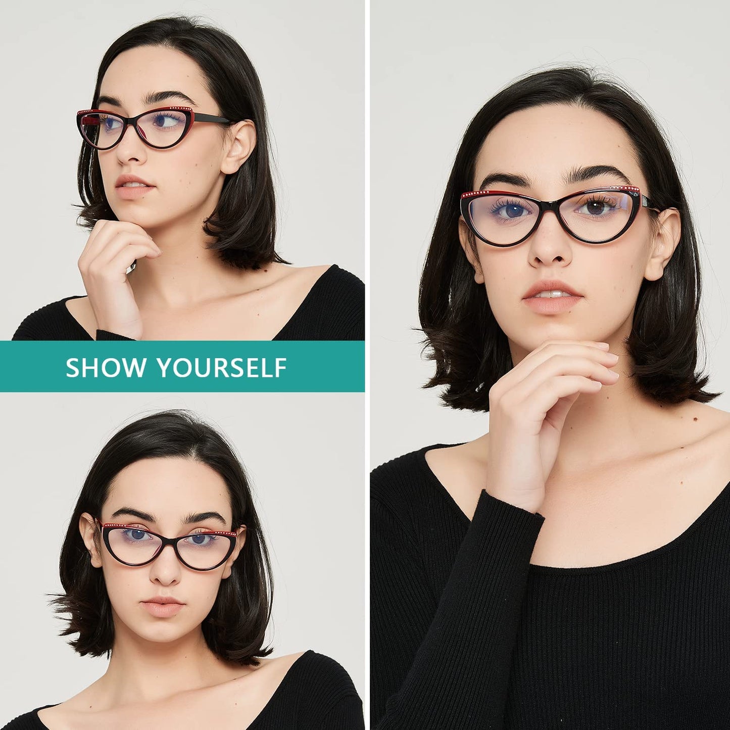 YTDBNS Reading Glasses Blue Light Blocking - 3 Pack Lightweight Readers Cat Eye Designer Eyeglasses for Women