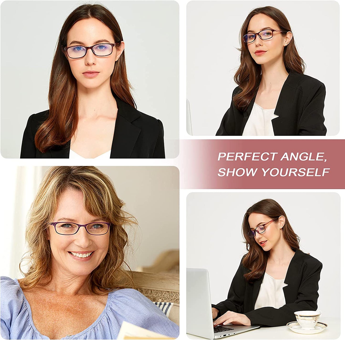 EYEURL Reading Glasses Womens Blue Light Blocking - 2 Pack Lightweight Computer Readers +1.0 Glare Blocking Ladies Eyeglass
